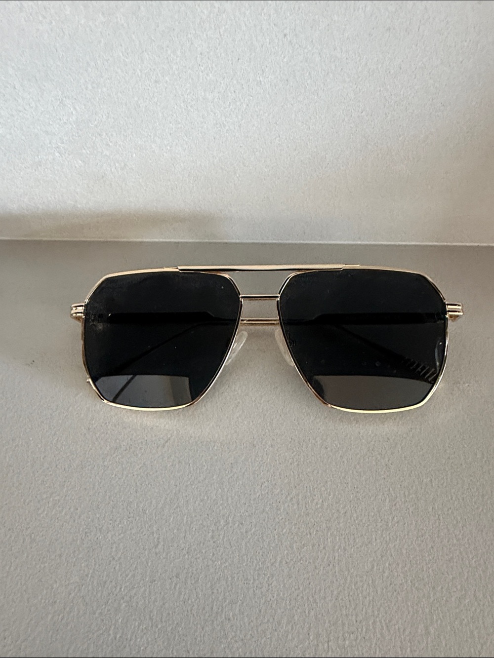 Gold Frame Black Lens Womens Sunglasses